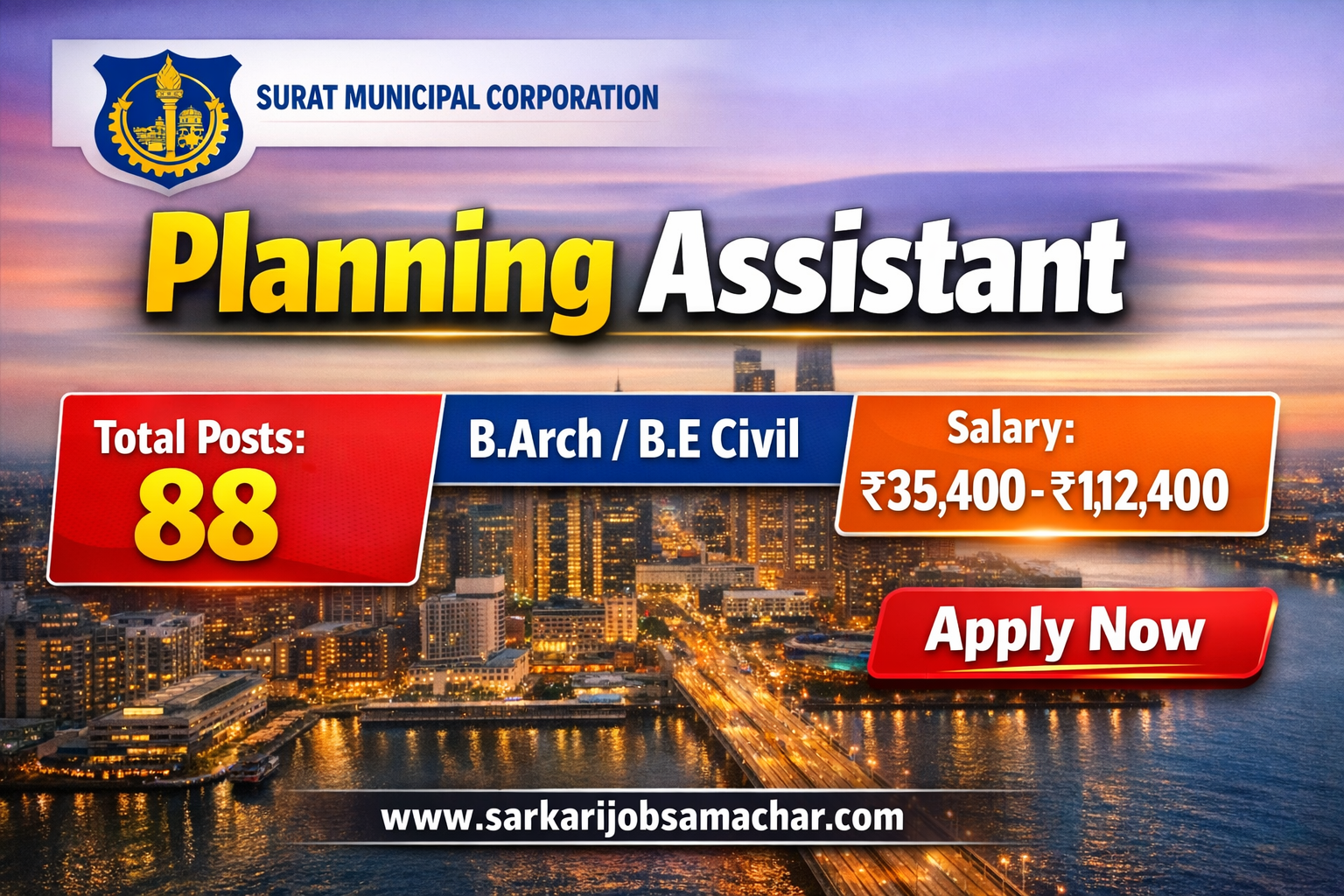 SMC Planning Assistant Recruitment 2026 - Apply Online for 88 Posts